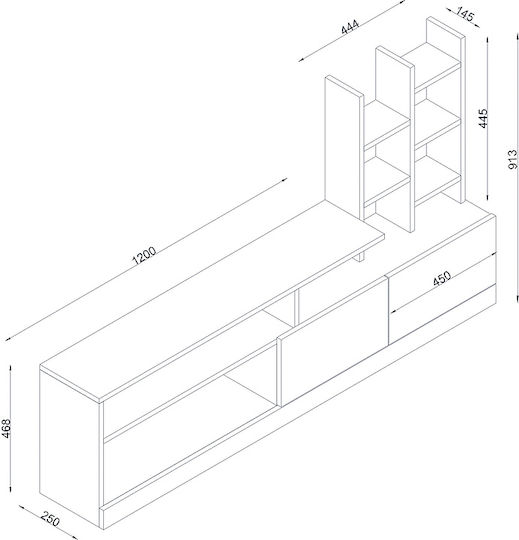 Wohnzimmer TV-Einheit Pesaro Weiß L165xB25xH91.3cm