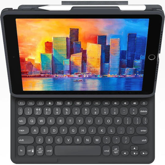 Zagg Pro Keys Flip Cover With Keyboard In English UK Charcoal (iPad 2019/2020/2021 10.2'')