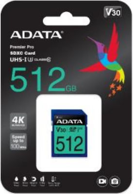 Adata Premier Pro SDXC 512GB Class 10 U3 V30