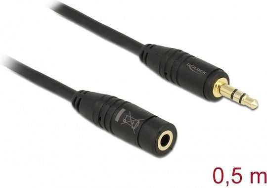 DeLock 3.5mm Jack Cable 3.5mm Male - 3.5mm Female Black 1m With Gold Plated Terminals 83764