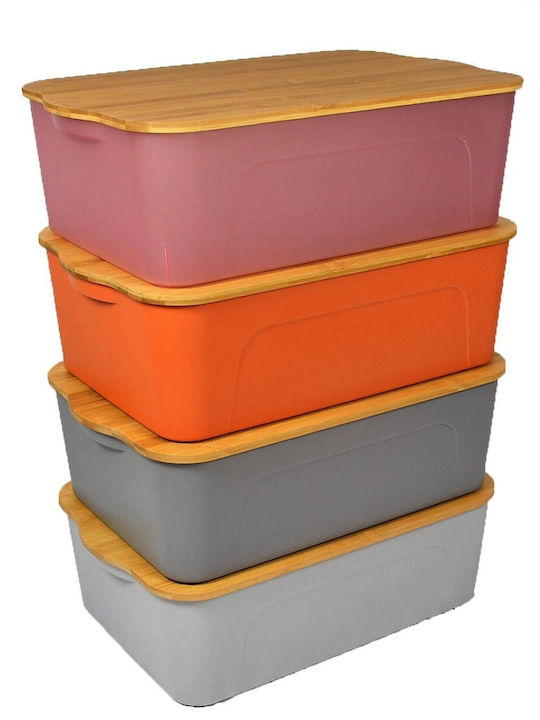 Sidirela Plastic Storage Box with Lid Pink 45x30x24cm 1pcs