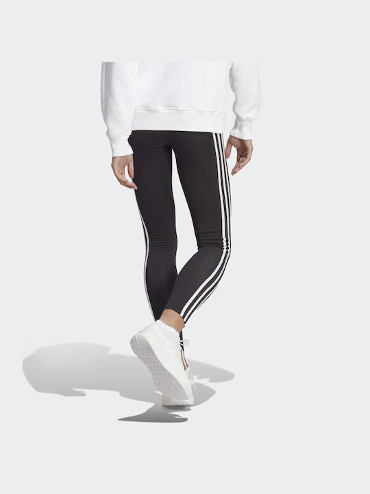 Adidas Icons 3-Stripes Running Γυναικείο Cropped Κολάν Μαύρο