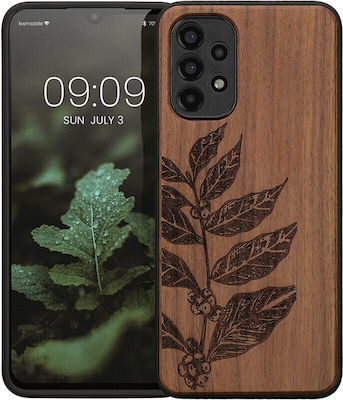 KWmobile Leaves and Berries Wooden Back Cover Brown (Galaxy A13 4G)