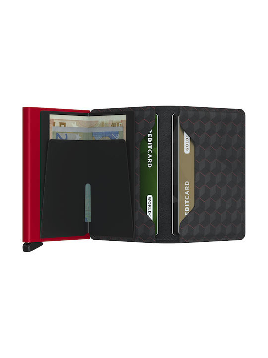 Secrid Slimwallet Optical Men's Leather Card Wallet with RFID και Slide Mechanism Black/Red