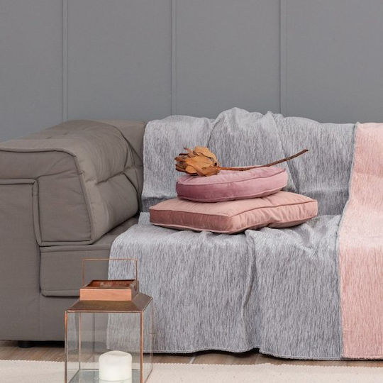 Palamaiki Four-Seater Sofa Throw 2 Sides Genoa 180x320cm Grey / Pink