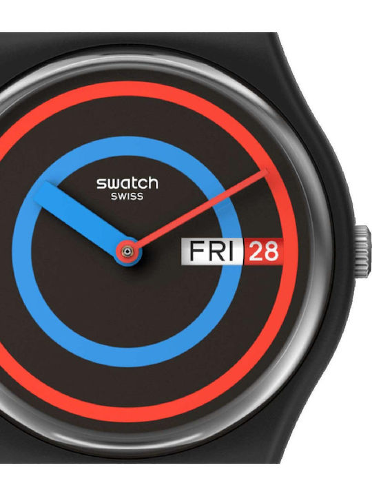 Swatch Unisex Men's Watch 41mm Battery with Black Rubber Strap