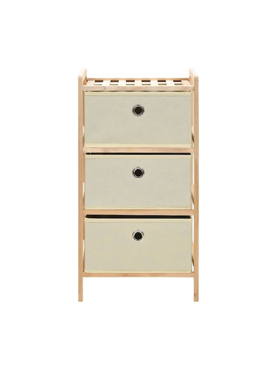Storage Drawer from Wood & Fabric Natural / White M32xW26xH60cm