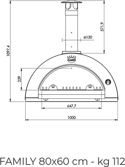 Clementi Family Tetto Pizzaofen Holz Traditionell 100x77x109.7cm