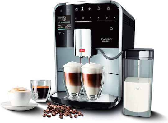 Melitta Barista T Smart F83/0-101 Automatic Espresso Coffee Machine 1450W Pressure 15bar with Grinding Burrs Silver F83/0-101