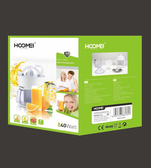 Hoomei Electric Juicer 40W with 800ml Capacity Inox White