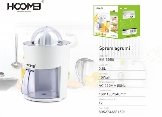 Hoomei Electric Juicer 40W with 800ml Capacity Inox White