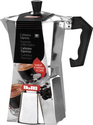 Ibili Bahia 610906 Stovetop Espresso Pot 6Cups Unelte pentru măcelari Argint