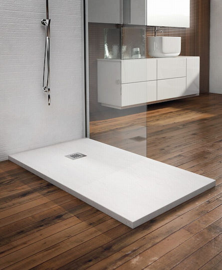 Tema Ορθογώνια Ντουζιέρα Τεχνητής Πέτρας 80x100cm Μπεζ