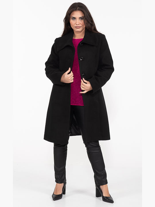 VELOUR COAT MIDI-ZA-1279-BLACK