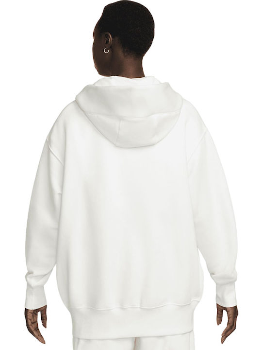 Long Women's Sweatshirt Jacket Hooded White