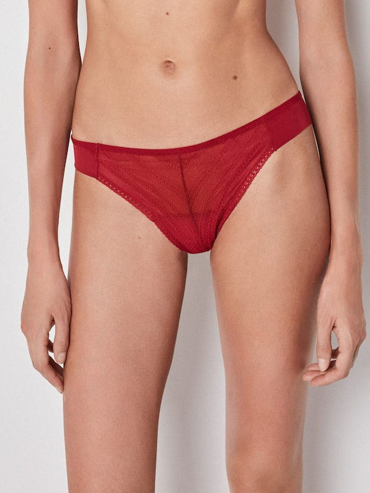 Gisela Δαντελένιο Σετ Εσωρούχων Bralette με Slip Κόκκινο