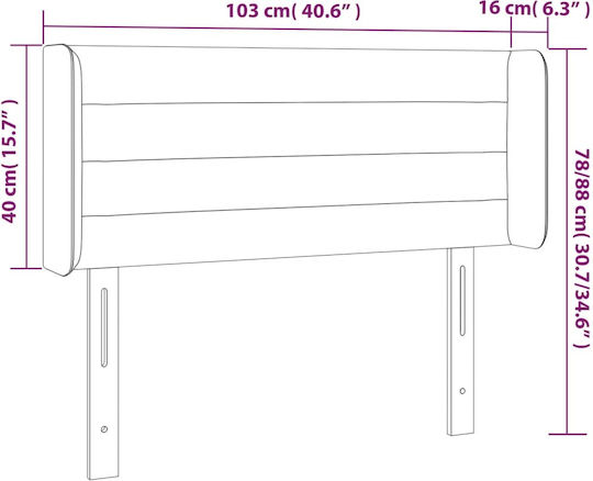vidaXL LED Bed Headboard Fabric Dark Green 103x88cm