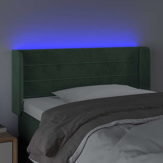 vidaXL LED Bed Headboard Fabric Dark Green 103x88cm