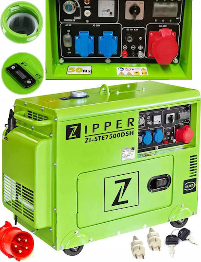 Zipper Αθόρυβη Γεννήτρια Πετρελαίου με Ηλεκτρική Μίζα, Ρόδες και Μέγιστη Ισχύ 3kVA