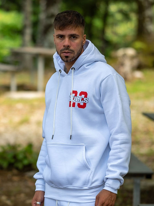 New Wave Men's Sweatshirt with Hood and Pockets White