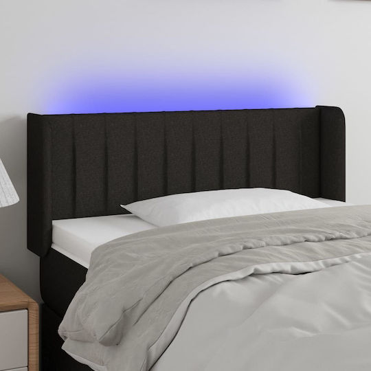 vidaXL LED Bed Headboard Fabric Black 103x88cm