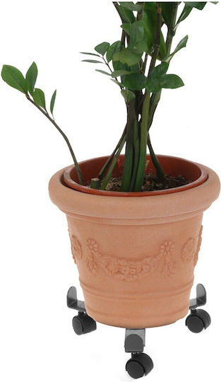 BigBuy Pot Stand Metal Gray with Wheels 30cmx30cmcm.