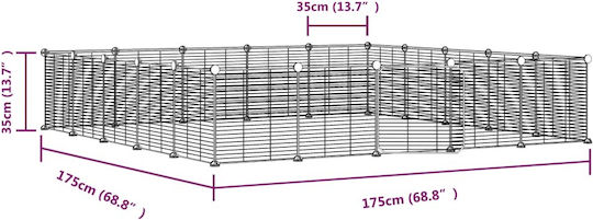 vidaXL Rodent Cage Rodent Cage with 20 Panels & Black Door 35x35x