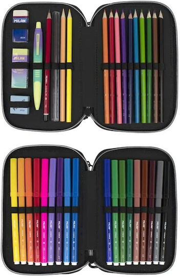 Milan Sunset Pencil Case Full 34pcs with 2 Compartments Green