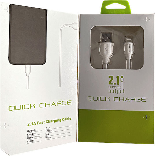 Ldnio LS372 Regular USB-A la Cablu Lightning Alb 2m (LD-LS372L)