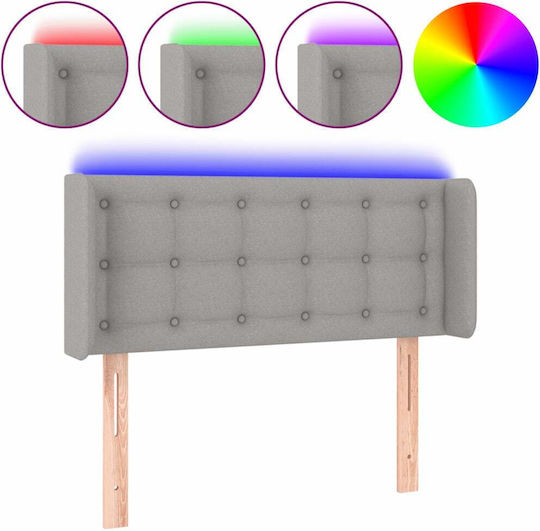 vidaXL LED Bed Headboard Fabric Light Grey 103x88cm
