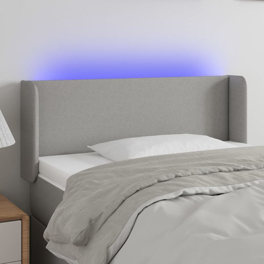 vidaXL LED Bed Headboard Fabric Light Grey 103x88cm