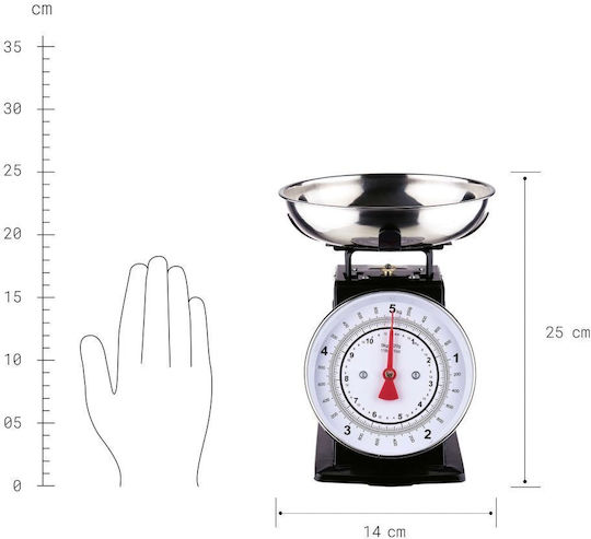 Give Me More Analog Kitchen Scale with Bucket Up to 5kg Black