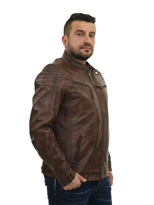 Men's Leather Jacket Adrian - Cognac