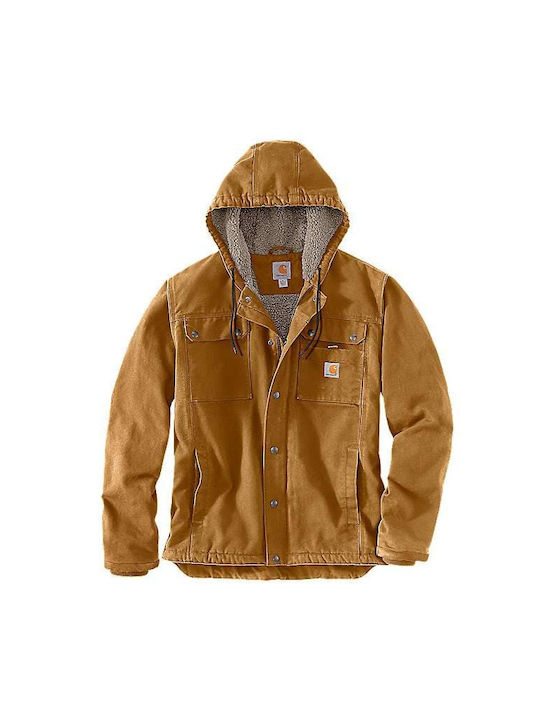 Carhartt Washed Duck Bartlett Herren Winter Jacke Lässig Braun