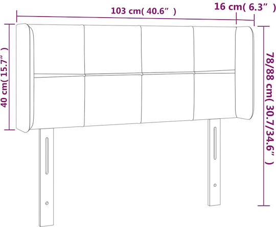 vidaXL Tăblie de Pat LED din Țesătură Gri Deschis 103x88 cm