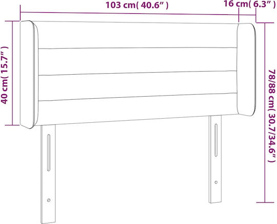 vidaXL LED Bed Headboard Fabric Light Grey 103x88cm