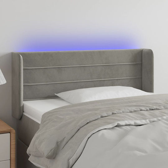 vidaXL LED Bed Headboard Fabric Light Grey 103x88cm