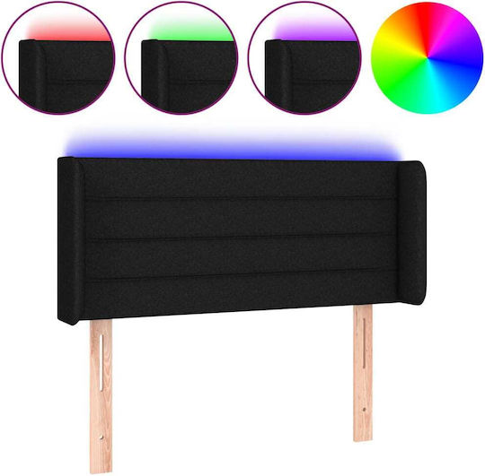 vidaXL LED Kopfteil Stoff Schwarz 103x88 cm