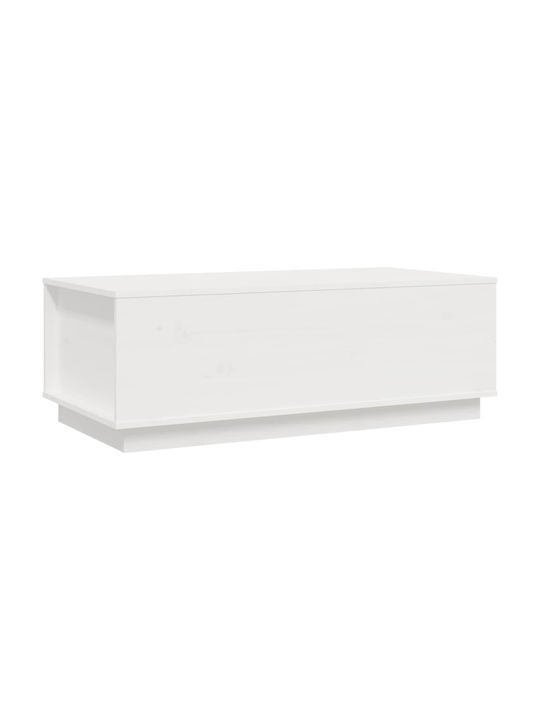 Rectangular Solid Wood Coffee Table with Lift Top White L100xW50xH35cm