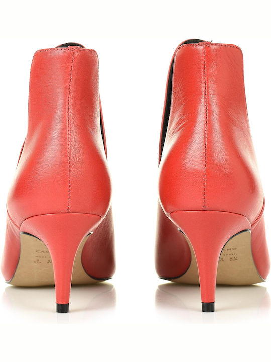 Mestico CAB05- Women's Leather Medium Heel Ankle Boots Red