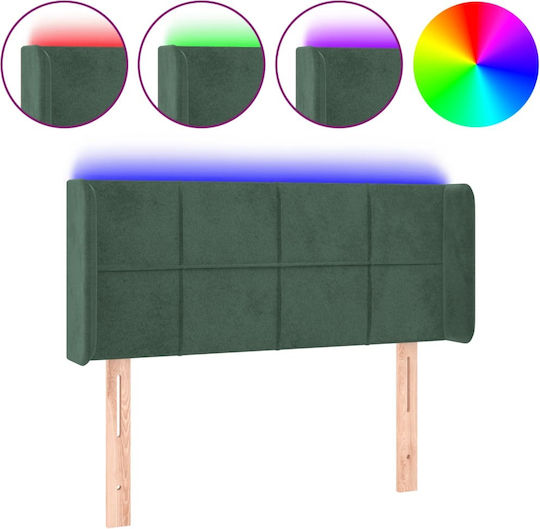 vidaXL LED Bed Headboard Fabric Dark Green 103x88cm