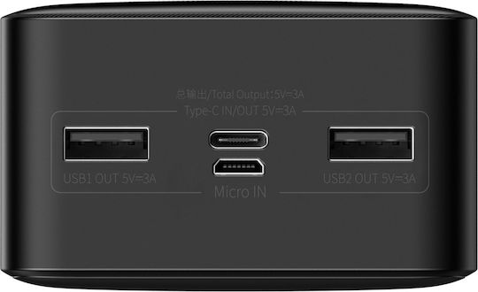 Baseus Bipow Overseas Edition Power Bank 30000mAh 15W cu 2 Porturi USB-A și Port USB-C Negru