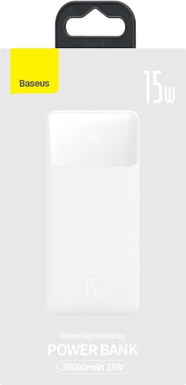 Baseus Bipow Overseas Edition Power Bank 30000mAh 15W cu 2 Porturi USB-A și Port USB-C Alb
