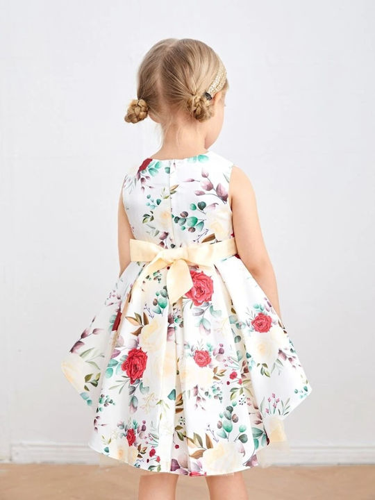 Meng Baby Kids Dress Tulle Floral Sleeveless Beige