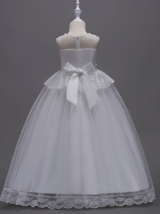 Kinderkleid Ärmellos Tüll Weiß