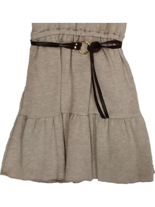 Children's Dress Long Sleeve Set with Accessories Beige