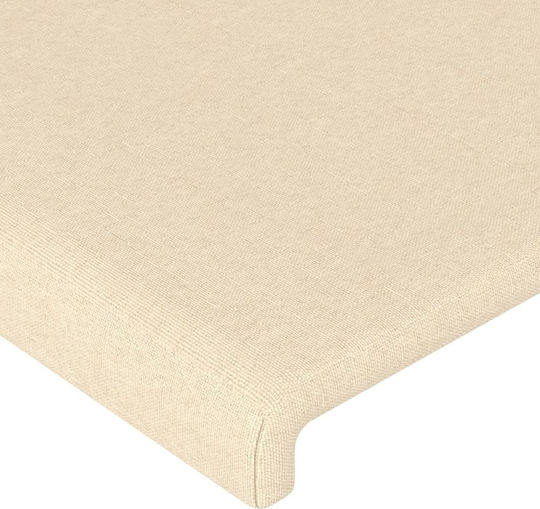 vidaXL Tăblie de Pat cu LED, din Țesătură, Crem, 103x88 cm,