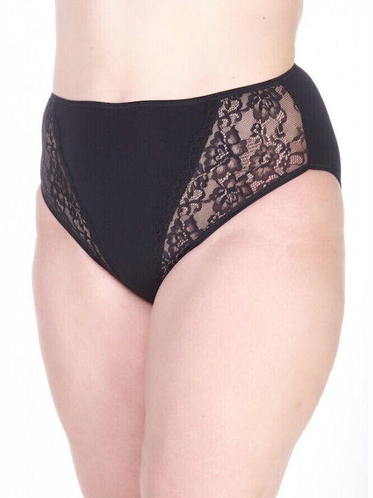 Fay Lingerie Cotton High-waisted Women's Slip with Lace Black