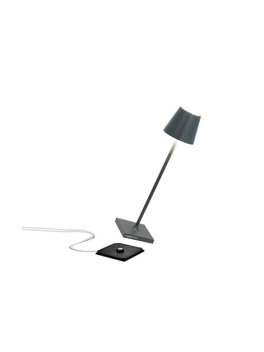 Zafferano Poldina Metal Table Lamp LED with Black Shade and Base