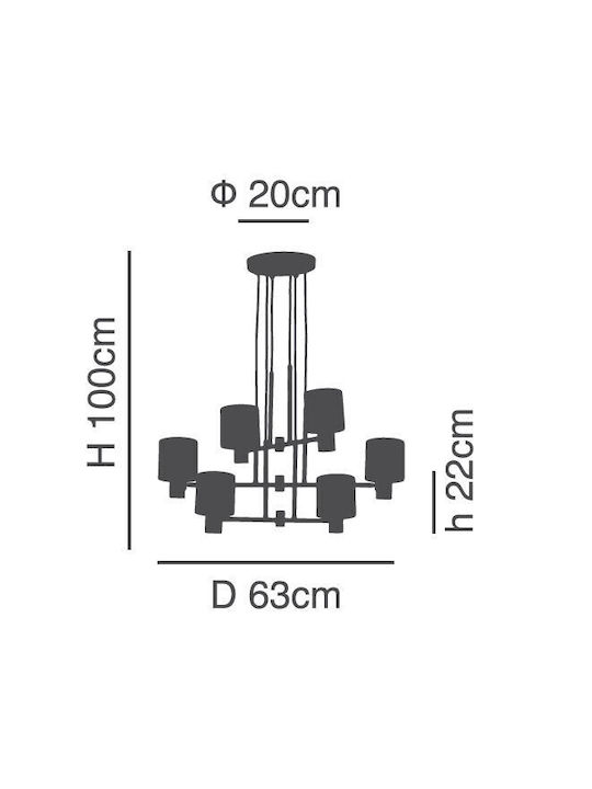 Home Lighting Πολυέλαιος 6xE27 με Καπέλα Λευκός 77-8295